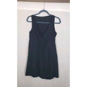 Eileen Fisher Dress Petite M Faux Crossbody Bodice Basket Crepe Mini Black